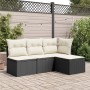 Taburete de jardín de ratán sintético negro y cojín 55x55x37cm de , Otomanas de exterior - Ref: Foro24-366001, Precio: 42,35 ...