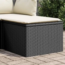 Taburete de jardín de ratán sintético negro y cojín 55x55x37cm de , Otomanas de exterior - Ref: Foro24-366003, Precio: 57,37 ...