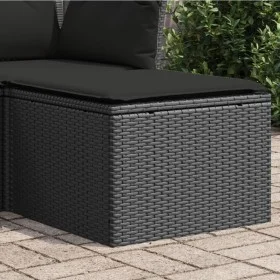 Taburete de jardín y cojín ratán sintético negro 55x55x37cm de , Otomanas de exterior - Ref: Foro24-365966, Precio: 50,76 €, ...