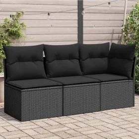 3-seater garden sofa with black synthetic rattan cushions by , Outdoor sofas - Ref: Foro24-365987, Price: 189,40 €, Discount: %