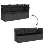 Sofá de jardín de 3 plazas con cojines ratán sintético negro de , Sofás de exterior - Ref: Foro24-365987, Precio: 196,18 €, D...