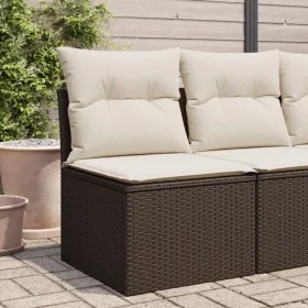 Sofá de jardín sin reposabrazos con cojines ratán PE marrón de , Sofás de exterior - Ref: Foro24-366199, Precio: 65,44 €, Des...