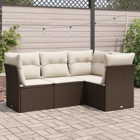 Set de sofás de jardín 4 pzas y cojines ratán sintético marrón de , Conjuntos de jardín - Ref: Foro24-3217583, Precio: 278,65...