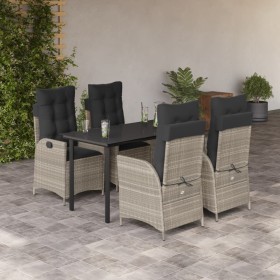 Set comedor de jardín 5 pzas cojines ratán sintético gris claro en Conjuntos de jardín | Comprar online en Foru.es