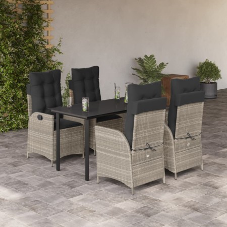 Set comedor de jardín 5 pzas cojines ratán sintético gris claro en Conjuntos de jardín | Comprar online en Foru.es