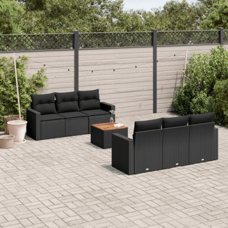 Set de comedor de jardín 7 pzas y cojines ratán sintético negro de , Conjuntos de jardín - Ref: Foro24-3224011, Precio: 447,5...