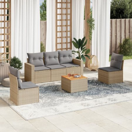Juego de sofás jardín con cojines 6 pzas ratán sintético beige de , Conjuntos de jardín - Ref: Foro24-3224064, Precio: 351,00...