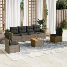 Set de sofás de jardín 7 piezas con cojines ratán PE gris de , Conjuntos de jardín - Ref: Foro24-3224072, Precio: 395,49 €, D...