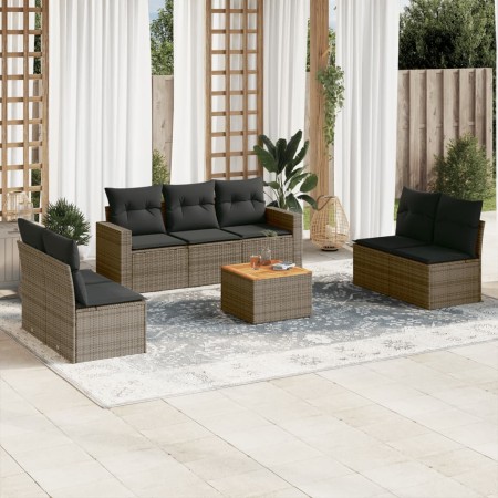 Set de sofás de jardín 8 pzas y cojines ratán sintético gris de , Conjuntos de jardín - Ref: Foro24-3224079, Precio: 445,96 €...