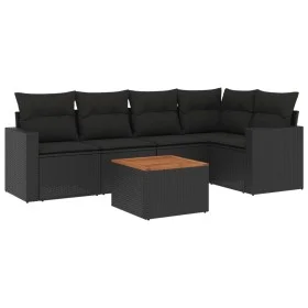 Set de sofás de jardín 6 piezas y cojines ratán sintético negro de , Conjuntos de jardín - Ref: Foro24-3224109, Precio: 385,0...