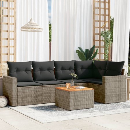 Set de muebles de jardín 6 pzas y cojines ratán sintético gris de , Conjuntos de jardín - Ref: Foro24-3224114, Precio: 356,21...