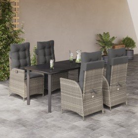 Set comedor de jardín 5 pzas cojines ratán sintético gris claro en Conjuntos de jardín | Comprar online en Foru.es