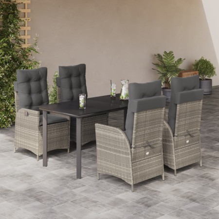 Set comedor de jardín 5 pzas cojines ratán sintético gris claro en Conjuntos de jardín | Comprar online en Foru.es
