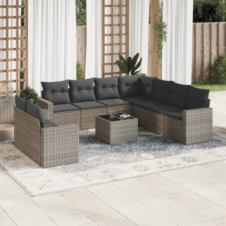 Set de sofás de jardín 10 pzas con cojines ratán sintético gris de , Conjuntos de jardín - Ref: Foro24-3219150, Precio: 620,2...