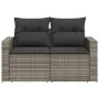 Garden sofa with cushions 2 seater gray synthetic rattan by , Outdoor sofas - Ref: Foro24-366140, Price: 162,38 €, Discount: %