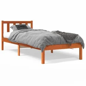 Bettgestell aus massivem, wachsbraunem Kiefernholz, 100 x 200 cm von , Betten und Lattenroste - Ref: Foro24-844807, Preis: 71...
