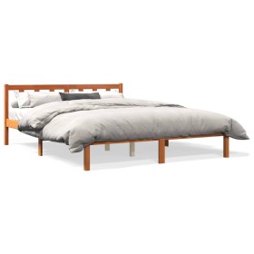 Estructura de cama madera maciza pino marrón cera 160x200 cm de , Camas y somieres - Ref: Foro24-844811, Precio: 99,62 €, Des...
