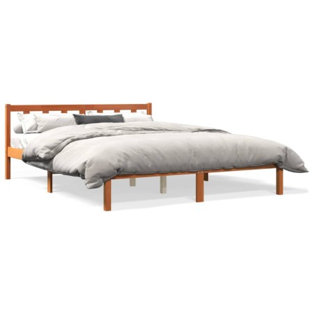 Estructura de cama madera maciza pino marrón cera 160x200 cm de , Camas y somieres - Ref: Foro24-844811, Precio: 99,62 €, Des...