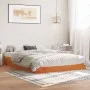 Solid wax brown pine wood bed frame 140x190 cm by , Beds and slatted bases - Ref: Foro24-844826, Price: 102,47 €, Discount: %