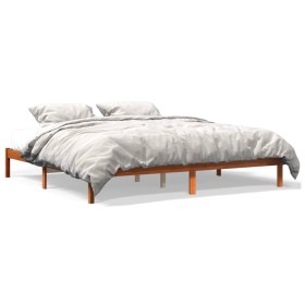Estructura de cama madera maciza pino marrón cera 180x200 cm de , Camas y somieres - Ref: Foro24-844866, Precio: 105,22 €, De...