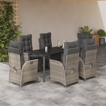 Set comedor jardín 7 pzas y cojines ratán sintético gris claro en Conjuntos de jardín | Comprar online en Foru.es