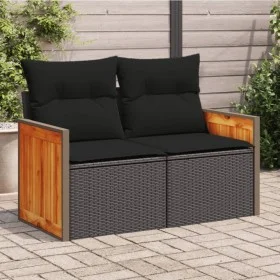 2-Sitzer-Gartensofa mit schwarzen synthetischen Rattankissen von , Outdoor-Sofas - Ref: Foro24-365995, Preis: 158,50 €, Rabat...