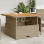 Mesa de jardín madera de acacia y ratán PE beige 110x110x71 cm de , Mesas de jardín - Ref: Foro24-368274, Precio: 221,83 €, D...