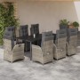 Set comedor de jardín 9 pzas cojines ratán sintético gris claro en Conjuntos de jardín | Comprar online en Foru.es