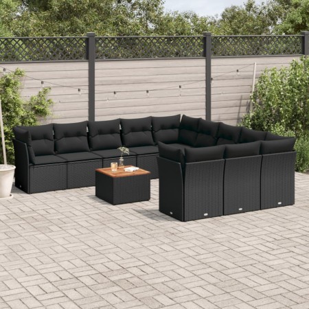 Set de sofás de jardín 12 piezas cojines ratán sintético negro de , Conjuntos de jardín - Ref: Foro24-3223906, Precio: 733,51...