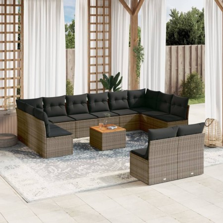 Set sofás de jardín con cojines 13 piezas ratán sintético gris de , Conjuntos de jardín - Ref: Foro24-3223897, Precio: 703,22...
