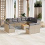 Set sofás de jardín con cojines 13 pzas ratán sintético beige de , Conjuntos de jardín - Ref: Foro24-3223931, Precio: 768,29 ...