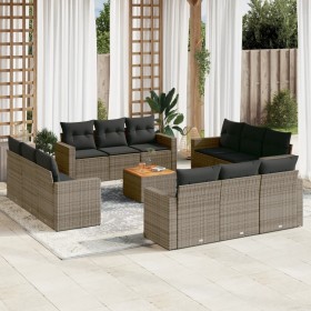 Set sofás de jardín con cojines 13 piezas ratán sintético gris de , Conjuntos de jardín - Ref: Foro24-3224058, Precio: 869,51...
