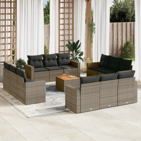 Set sofás de jardín con cojines 13 piezas ratán sintético gris de , Conjuntos de jardín - Ref: Foro24-3224058, Precio: 869,51...