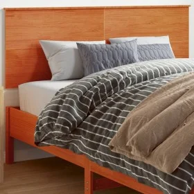Wax brown solid pine wood bed headboard 160 cm by , Headboards and footboards - Ref: Foro24-844376, Price: 53,43 €, Discount: %