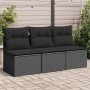 Sofá de jardín de 3 plazas con cojines de ratan PE en negro de , Sofás de exterior - Ref: Foro24-365988, Precio: 159,49 €, De...