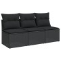 Sofá de jardín de 3 plazas con cojines de ratan PE en negro de , Sofás de exterior - Ref: Foro24-365988, Precio: 159,49 €, De...