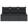 Sofá de jardín de 3 plazas con cojines de ratan PE en negro de , Sofás de exterior - Ref: Foro24-365988, Precio: 159,49 €, De...
