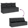 Sofá de jardín de 3 plazas con cojines de ratan PE en negro de , Sofás de exterior - Ref: Foro24-365988, Precio: 159,49 €, De...