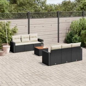 Set de comedor de jardín 7 pzas y cojines ratán sintético negro de , Conjuntos de jardín - Ref: Foro24-3224012, Precio: 423,1...