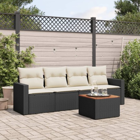 Set de muebles de jardín 5 pzas y cojines ratán sintético negro de , Conjuntos de jardín - Ref: Foro24-3223998, Precio: 278,8...
