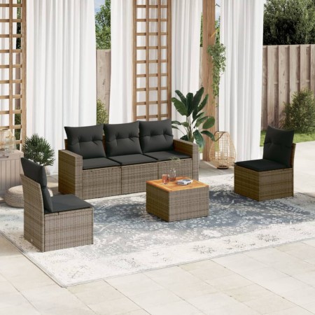 Set de muebles de jardín 6 pzas y cojines ratán sintético gris de , Conjuntos de jardín - Ref: Foro24-3224065, Precio: 330,57...