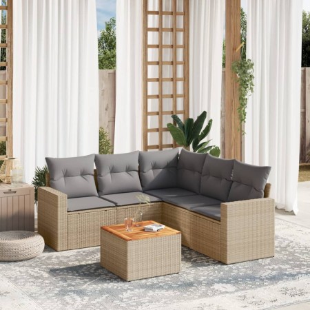 Juego de sofás jardín con cojines 6 pzas ratán sintético beige de , Conjuntos de jardín - Ref: Foro24-3224120, Precio: 372,96...
