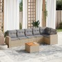 Set sofás de jardín 7 piezas y cojines ratán sintético beige de , Conjuntos de jardín - Ref: Foro24-3224134, Precio: 436,93 €...