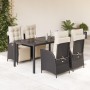 Set de muebles jardín 5 pzas con cojines ratán sintético negro en Conjuntos de jardín | Comprar online en Foru.es