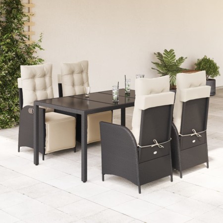 Set de muebles jardín 5 pzas con cojines ratán sintético negro en Conjuntos de jardín | Comprar online en Foru.es
