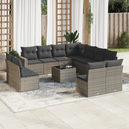Set de sofás de jardín 12 pzas con cojines ratán sintético gris de , Conjuntos de jardín - Ref: Foro24-3219130, Precio: 683,6...