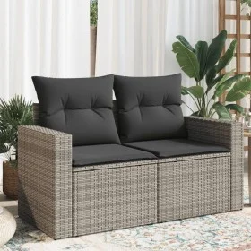 Sofá de jardín con cojines 2 plazas ratán sintético gris de , Sofás de exterior - Ref: Foro24-366122, Precio: 152,12 €, Descu...