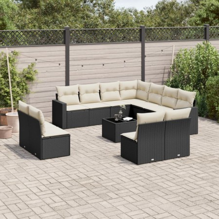 Set de sofás de jardín 12 piezas cojines ratán sintético negro de , Conjuntos de jardín - Ref: Foro24-3219126, Precio: 631,41...
