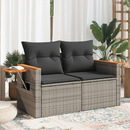 Sofá de jardín con cojines 2 plazas ratán sintético gris de , Sofás de exterior - Ref: Foro24-366129, Precio: 158,81 €, Descu...
