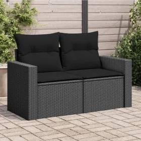 2-Sitzer-Gartensofa mit schwarzen Kissen aus synthetischem Rattan von , Outdoor-Sofas - Ref: Foro24-365989, Preis: 187,53 €, ...